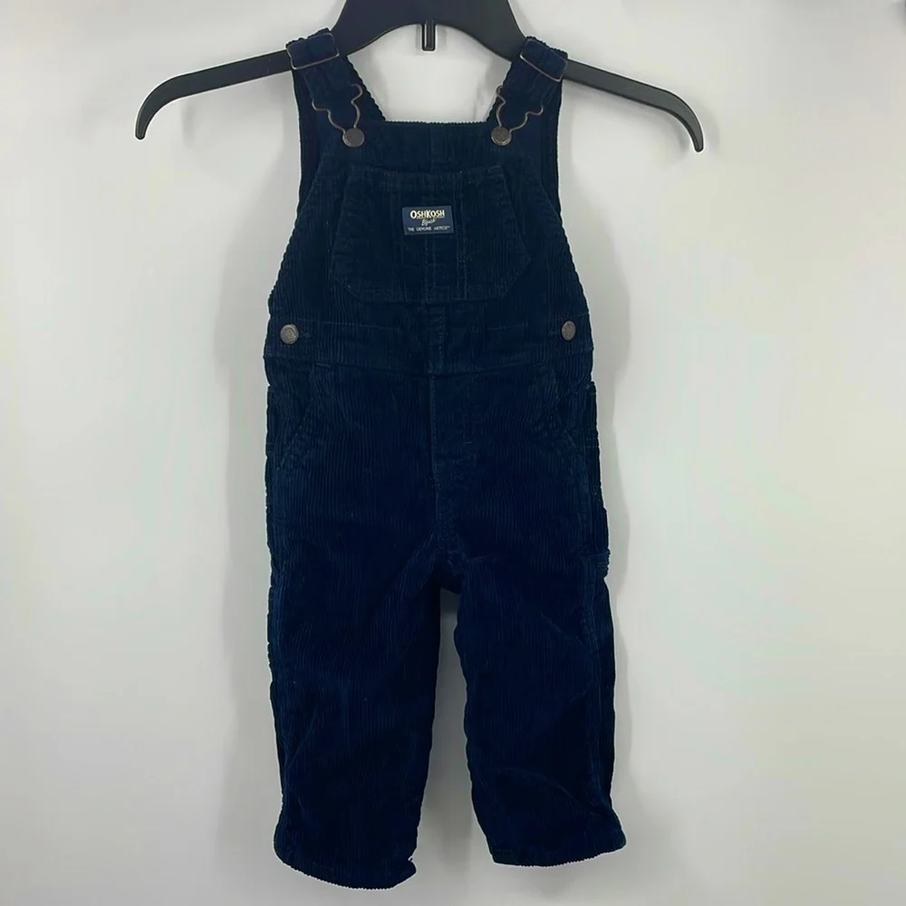 OshKosh B’gosh vestbak navy blue corduroy adjustable overalls Size 18M 18 M